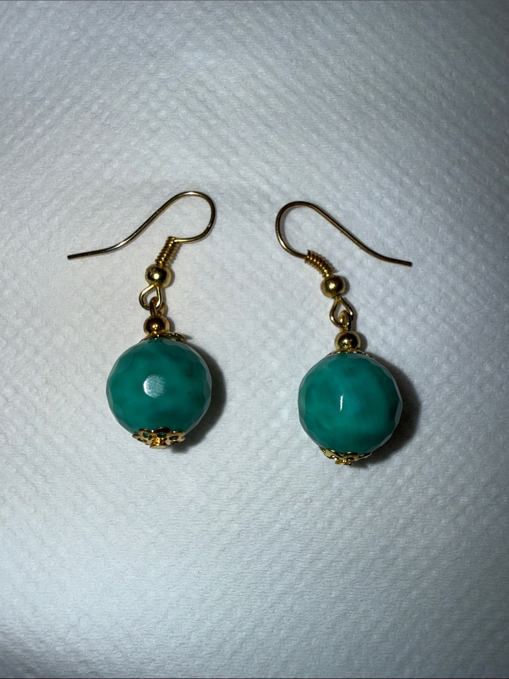 Gold-Tone Teal Bead Drop Earrings - Women Jewelry